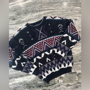 Vintage Grandpa Crewneck Oversized Sweater w/ Long Sleeves